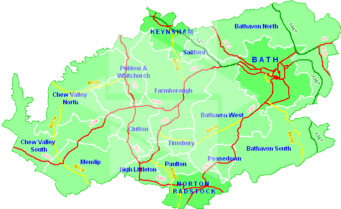 Map of current Bath districts